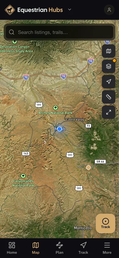 The GoHubs app showing a detailed map