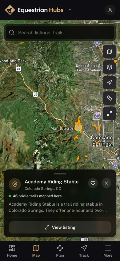 A listing open on the map in the GoHubs app